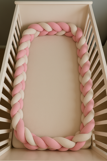 Tour de lit tressé - Rose Blanc